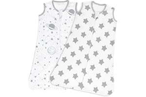 GLLQUEN BABY Baby Sleep Bag for Newborns, 0-6 months 0.5 TOG 100% Cotton, Oeko-tex100 Sleeveless Swaddle Blanket Unisex for Boys and Girls, New Born Baby Essentials (Star)