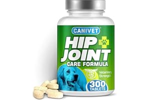 CANIVET Dog Joint Care Supplements | 300 Tablets | With Green Lipped Mussel, Glucosamine & Chondroitin, Turmeric, MSM, Hyaluronic Acid, Manganese and Vitamins for dog joint care. Aids stiff joints.