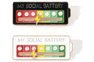 DDKY my social battery pins,social battery pin,my social battery pin,2 pièces, créatives, adaptées pour décorer des sacs à dos, des vêtements, exprimer des émotions personnelles