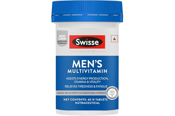 Swisse Men's Multivitamin - Manufactured In Australia, Imported Multivitamin From Australia's No.1 Supplement Brand - Boosts Energy, Stamina & Vitality With Ginseng & 35 Other Vital Herbs, Vitamins & Minerals (60 Tabs)
