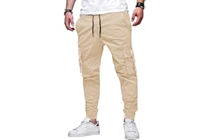 AlvaQ Cargo Work Trousers Mens Casual Work Pants Sweatpants Men Sports Bottoms with Pockets 32-40