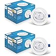 PHILIPS 12 Watt White LED Ceiling COB Round Spot Light with Adjustable Tilt | Cut out: 107mm | Warm White, Pack of 2 (BrightSpot)