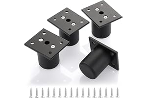 SUMTree 4 Stück 5cm Möbelfüße aus Alulegierung Schrankfüße Beine für Stühle Tisch Schrank Schreibtisch Sofa Möbelbeine mit Schrauben Einfachen Montage Runde(Schwarz)