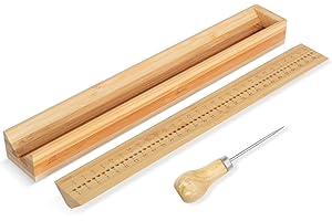 Whemyreat 32 cm Punzonadora de Encuadernación de madera,con un punzón y cuna para manualidades,Punzonadora de Madera para Juego de Carpetas de Encuadernación