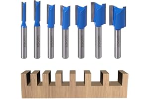 WSOOX 7-teiliges Wolframkarbid-Fräser-Set mit Doppelnuten, gerader Fräser-Bits mit 8 mm Schaft, Fräser-Bits für Holzbearbeitung, Nut-Meißel-Bits