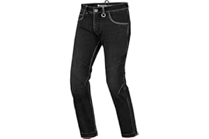 SHIMA DEVON Jeans Moto - Pantaloni Biker Ventilato Elastico Vestibilità Slim con Rinforzi in FiberQL, Protezioni CE per Ginocchia e Fianchi (Uomo, Nero, 34)