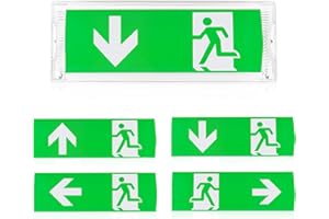 WIYETY Illuminazione di emergenza a LED: lampada di emergenza impermeabile IP65, illuminazione a LED, luce di emergenza con batteria di emergenza 3 ore, luce di uscita di emergenza con 4 icona di