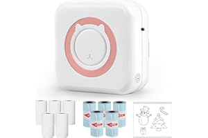 LMYSUFI Mini stampante, senza fili, Bluetooth, stampante termica portatile, multifunzione istantanea, wireless, con 10 rotoli di carta termica (C)