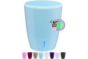 Santino Doniczka do storczyków, średnica 15 cm, samonawadniająca się doniczka z systemem knotów i wskaźnikiem poziomu wody do użytku w pomieszczeniach, niebieska, 2 l