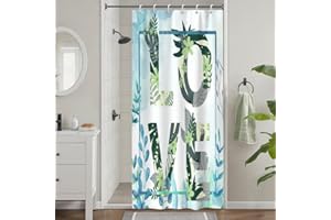 Uiiooazy Tenda Doccia Antimuffa, Tenda da Doccia Piccola 90x180cm Foglie Blu Eucalipto Fiori Verde Salvia Tende da Bagno Tessuto Lavabile Impermeabile Poliestere Tende per Vasca da Bagno con 6 Anelli