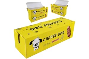 JINGYOU 30 Pcs Hot Dog Boxes, Hot Dog Trays with Lid, Disposable Card Paper Food Serving Tray, Cardboard Hot Dog Serving Tray, Cute Hot Dog Fries Chicken Box for Hot Dog Baguettes Corn Cob