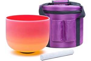 KVKA Kristall-Klangschale Red and Orange Farbe C Note Root Chakra Crystal Singing Bowl 10 Zoll mit Tragetasche - Wurzel Chakra, 25 CM