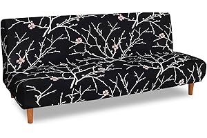 ‎LYDEVO Lydevo Sofabezug ohne Armlehnen 3 Sitzer Sofabettüberzug Stretch Armlehne Sofabettüberzug Sofabezug Armlos Clic Clac Elastisch Couchbezug Futon für Klappcouch ohne Armlehnen,Pflaumenblüte