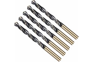 CoCud Drill Bit, 10mm Cutting Diameter, 4341 HSS Jobber Bits Gold and Black 118° Cutting Angle - (Applications: for Drilling Plastic Wood Soft Metal), 5-Pieces