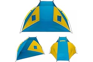 LIZZIE JACOBS New Beach Shelter Tent Outdoor Portable Pop Up Sun Shelter Tent Fit 2-3 Person Family Outdoor Garden Park Summer Sun Camping Picnic Waterproof Canopy Shade Tent with Durable Ground Sheet and Carry Bag