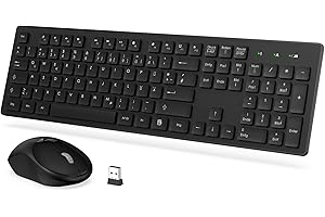 QCEN Tastatur Maus Set Kabellos, 2,4GHz Kabellose Tastatur und Maus, Funktastatur in Standardgröße mit Ziffernblock, 1600DIP Ergonomische Maus, für Windows/PC/Laptop/Computer - QWERTZ, Schwarz