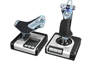‎LOGITECH G Logitech G Saitek X52 Flight Control system throttle and stick flight simulation controller for space simulations, LCD display, illuminated keys, 2x USB port, PC, Black / Silver
