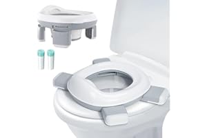 MINVOO Orinal Portátil Niños Plegable WC Baño Portatil Niños Orinales Infantiles Asiento de Inodoro Plegable para Bebé 2 en 1 Ayuda para Aprender a ir al Baño pare 1-6 años Casa y Viaje (Gris)
