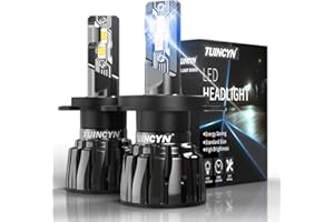 TUINCYN Lampadine H4 LED 16000LM 80W, 400% di Luce 6000K Bianca Forte 9003 HB2 Super Brillante Fari Anabbaglianti e Abbaglianti Sostituzione per Alogena Lampade e HID Conversione Kit, IP65, 2 PZ