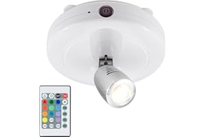 HONWELL Faretto LED wireless a 12 colori che cambiano, luce a disco a batteria con telecomando, luce d'accento a parete con testa della lampada regolabile per esposizione nell'armadio