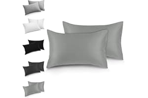 ‎TOCOMOA TOCOMOA Kissenbezug 40 x 80 Baumwolle 2er Set - Kissenbezüge Weich und Atmungsaktiv, Kopfkissenbezug 40x80cm mit Reißverschluss, Renforcé Kissenhülle Hellgrau