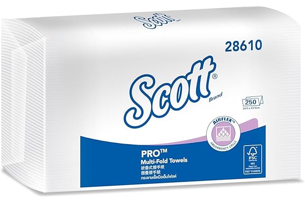 Scott Multi-Fold Paper Towel 28610 - 1 Pack x 250 Sheets (White Colour - Sheet Size 24 cm X 23.1 cm)
