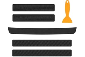 JPGhaha Car Sill Protector Strip Carbon Fiber Car Door Bumper Sill Protector Kick Wear Pedal Film Rear Bumper Guards Protection Anti Scratch Protection 5 Pieces