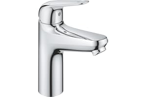 GROHE Swift, bateria umywalkowa, oszczędzająca wodę (bateria łazienkowa z odpływem pop-up, wysokość 18 cm, z narzędziem 3 w 1, łatwa instalacja na umywalce), chrom, 24326001