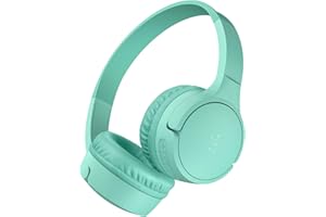 Belkin SoundForm Mini auriculares inalámbricos para niños con micrófono, on ear, 30 horas de autonomía y adhesivos, cascos supraaurales para enseñanza en línea, viajar, iPhone/iPad/Galaxy, Verde Menta