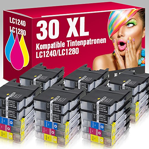 ms-point® 30 kompatible XXL Druckerpatronen mit CHIP für Brother DCP-J525W DCP-J725DW DCP-J925DW MFC-J430W MFC-J5910DW MFC-J625DW MFC-J6510DW MFC-J6710DW MFC-J6910DW MFC-J825DW MFC-J835DW LC1240 LC1280