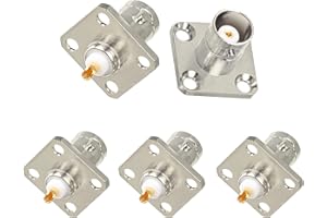 Superbat Connettore BNC 50Ohm Presa BNC per Montaggio su Flangia Adattatore BNC Coassiale RF per Applicazione Modulo RF CCTV Broadcast(5 Pezzi)