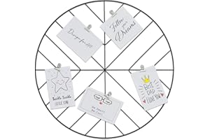 TIME HOME DEVELOPMENT Portafotos múltiple Rejilla metálica para decoración Pared Forma Redonda 45cm (Negro)