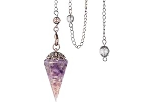 ‎JSDDE JSDDE Schmuck Harz Edelstein Pendel Farbverlauf Heilsteine Vintage Blume wire wrap Pendulum Pendel Anhänger mit Kette für Reiki Heilung Dowsing Scrying Balance Armband (Amethyst)