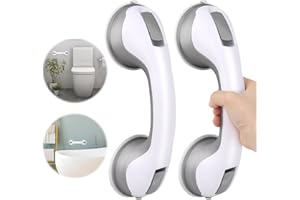 TNOMSNO 2 PCS Poignée Ventouse, Ventouse de Poignée Douche Poignee Securite Salle de Bain, Sans Perçage, Barre de Maintien Douche pour Personnes Âgées, Handicapés