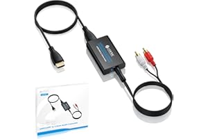 eSynic Professional 192khz eARC ARC Audio Extractor ARC HDMI to 3.5mm/RCA Audio Extractor Support CEC Function with HDMI/3.5 to RCA Cable for HDTV to Wired Headphone/Speaker/3.5mm Audio Sound System