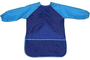 LIUJZZJ Malschürze Kinder 3-8 Jahre Wasserdicht Kinder Malkittel Malerkittel für Kinder Malschürze Ärmeln Bastelschürze Kinder Schule Kunst Malerei Kochen Essen Laboraktivität (Blau)