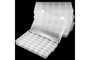 ZEONHEI 6 Sztuk pudełek do przechowywania 36 przegródek z tworzywa sztucznego, wyjmowane pudełka separatory do sortowania monet, do małych części, biżuterii, pereł, kolczyków, DIY