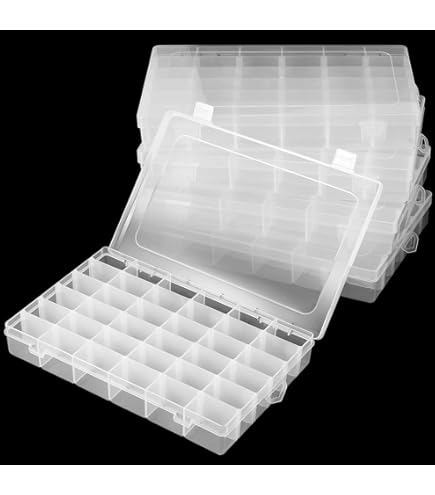 CHEUKYIU Lot De 3 Boîtes De Rangeent à 36 Copartients, Transparentes