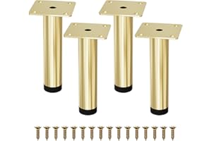 Mimhooy Furniture Legs 6 inch, Metal SOFE Legs Set of 4 Gold Dresser Legs for Sideboard Cabinet Sofa Couch Ottoman (6" / 15cm, Gold)