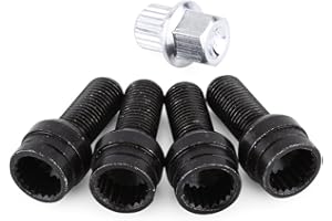 AKOZON Tornillos de rueda 4 + 1 Juego de pernos de rueda de acero negro y tuerca de seguridad para