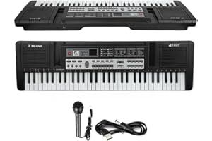 GZIZTX 61 Keys Keyboard Piano, Electronic Music Keyboard for Kids with Microphone, Portable Digital Music Keyboard Birthday Gift for Children