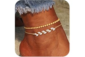 ZOERAY 2 pcs Bracelets Chaine de Cheville pour Femme Argent 925 Multirang 18 Carats Or Chaîne de Cheville en Perles Serpent Cubaine Imperméable Réglable Chaine de Pied Plage d'été Bijoux pour Enfants