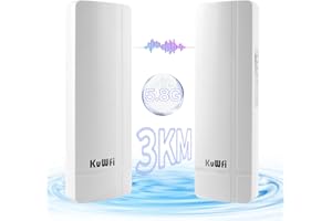 ‎KUWFI Gigabit WLAN Bridge Outdoor, 3KM 5.8G Point-to-Point Outdoor Wireless Bridge, WiFi Bridge with 16dBi Antenna, 1000Mbps LAN Ports, PoE Adapter, Outdoor Access Point for Network, Starlink, Camera