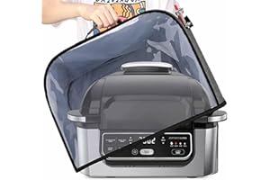 Voiakiu friteuse à a-IR – Housse Anti-poussière, Protection avants Transparente pour friteuse à a-IR avec Poches Rangement latérales et Poche, Accessoires pour friteuse, Gris