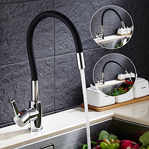 Neueste Auralum „C“ Type schwarz 360° Drehbar Wasserhahn Küchenarmatur Waschtischarmatur - 7