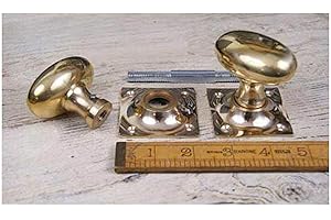 IRONMONGERY WORLD®Solid Brass Victorian Oval Rim mortice Lever Door knobs Pull Handles Set (Oval On Square Backplate)