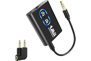 1Mii Bluetooth 5.3 Transmitter Receiver for TV to Headphones, 3.5mm Jack Bluetooth Adapter, aptX Adaptive/Low Latency/HD Audio Adapter for Home Stereo, Airplane, Boat, Gym, Long Battery Life