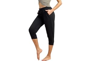 icyzone Damskie spodnie do biegania 3/4 sportowe spodnie do biegania, luźne spodnie dresowe, casualowe spodnie Capri