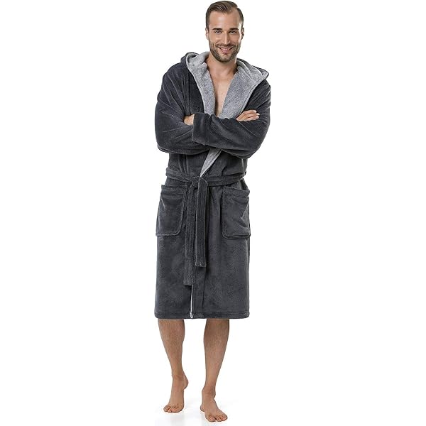 Peignoir Homme Grandes Tailles Charles Colby - Coton Éponge - Sans Capuche - Ceinture Et Poches