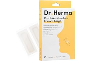Dr. Herma - Patch Anti Bouton - Format XL - Résultats en 6 à 8h - Testé sous contrôle dermatologique - Acide Salicylique, Hydrocolloïdes, Huile d'Arbre à Thé - Boîte de 10 patchs